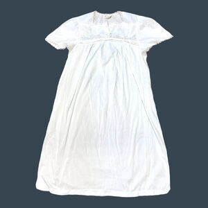 Vintage Little Character Light Blue Embroidered Gown S Lace Trim Puff Sleeves
